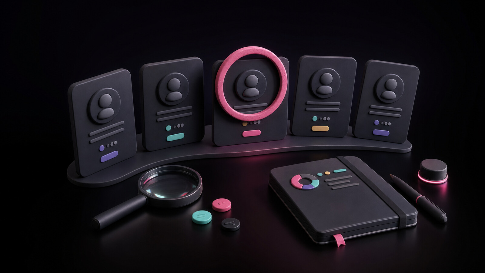 Dalles abstraites de sélection avec un choix mis en évidence pour choisir une agence